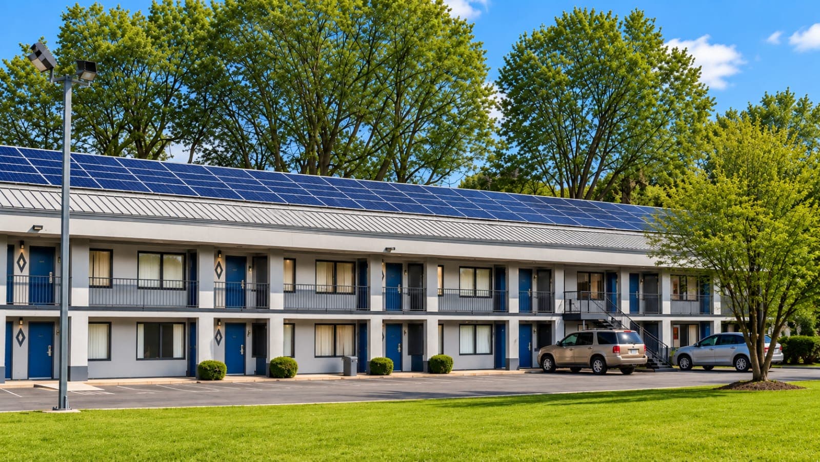 Rooftop solar panel array powering Envi Boutique Hotel